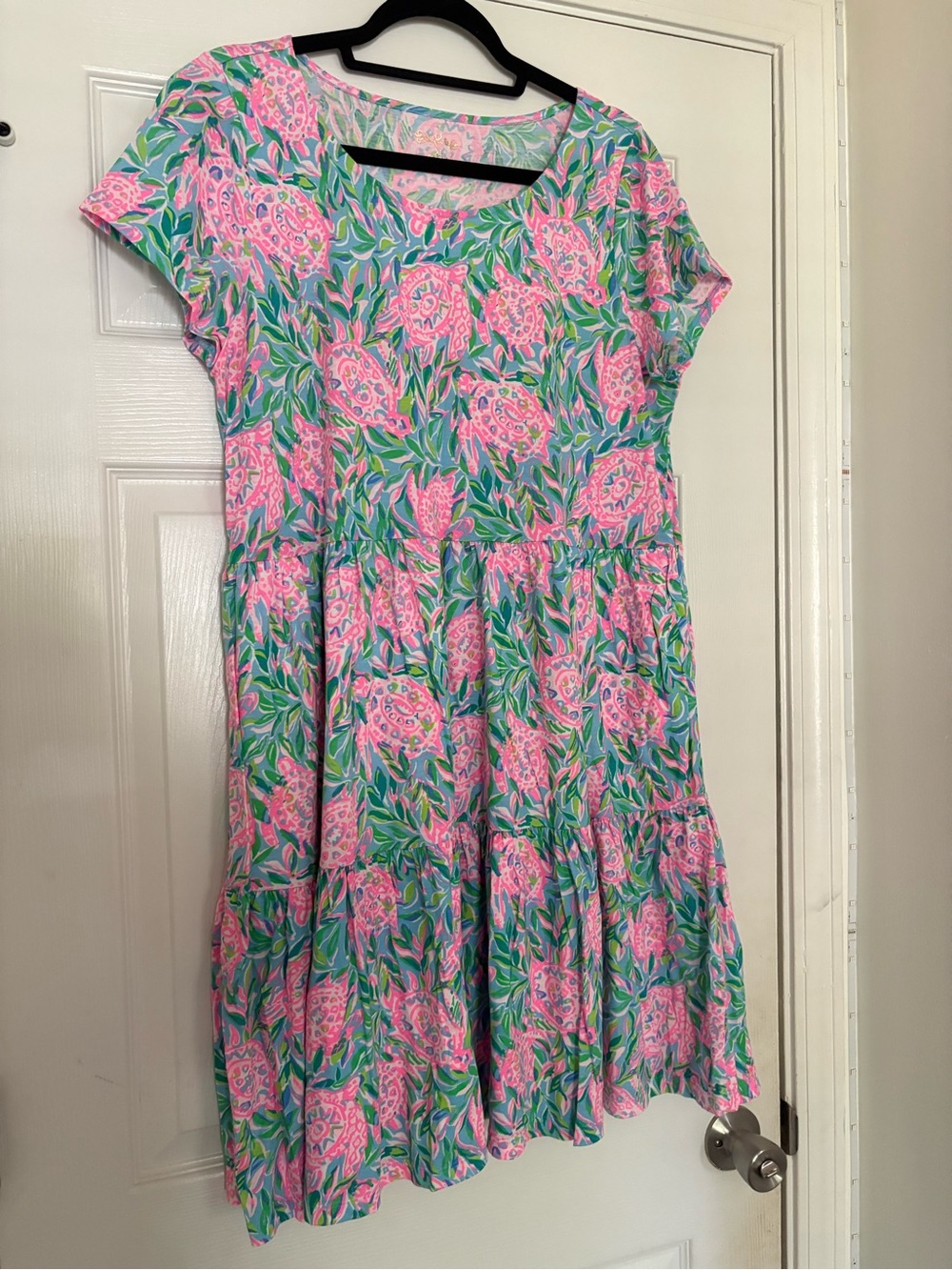 Lilly Pulitzer Geanna shortsleeve swing dress in “Frenchie Blue Turtley In Love”